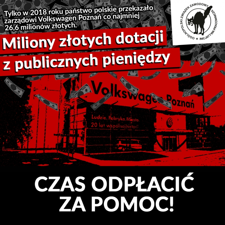 Volkswagen Poznań: Apel do pracownik&oacute;w agencyjnych i zatrudnionych na czas określony