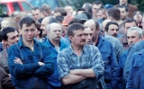 Pracownicy Cegielskiego podczas protestu w 2008 r.