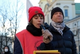 Weronika Parafianowicz na proteście "Żądamy realnych podwyżek wynagrodzeń (Warszawa, 20.12.2021r.)